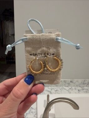 Gold Beaded Hoop Earrings